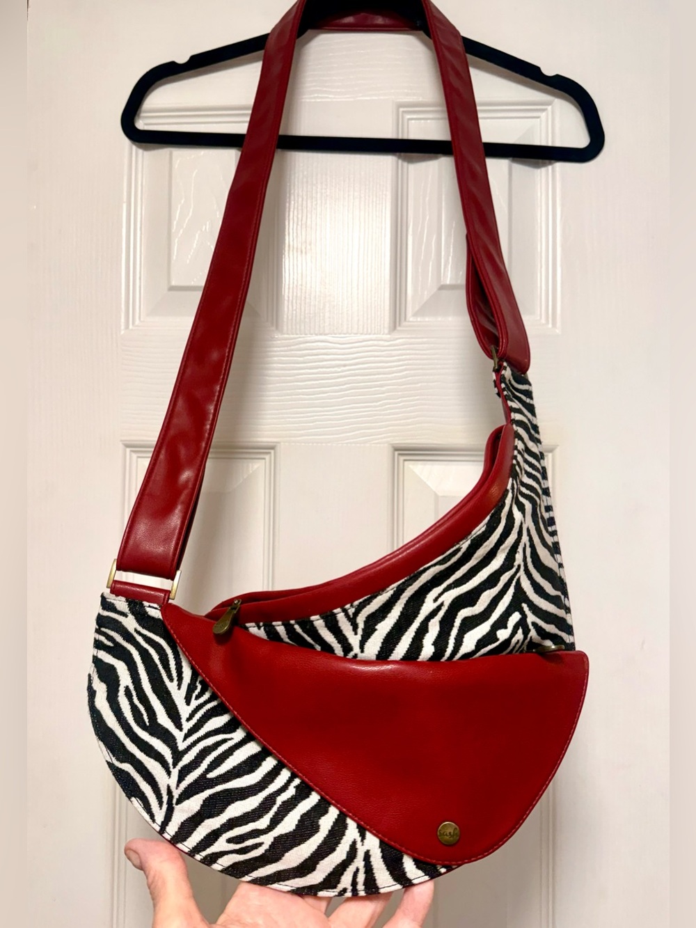Red Zebra-Print Crossbody Sash Bag
